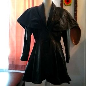 size large black trench leather coat